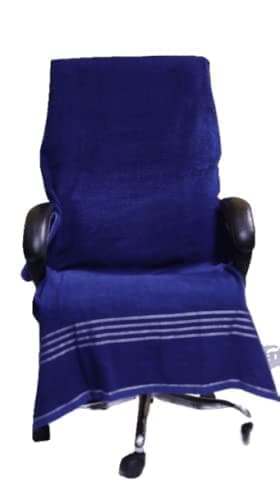 CK CREATION Cotton Solid Luxury Office Chair Towel with Tie Knot 550 GSM Pack of 1 Blue 30X60
