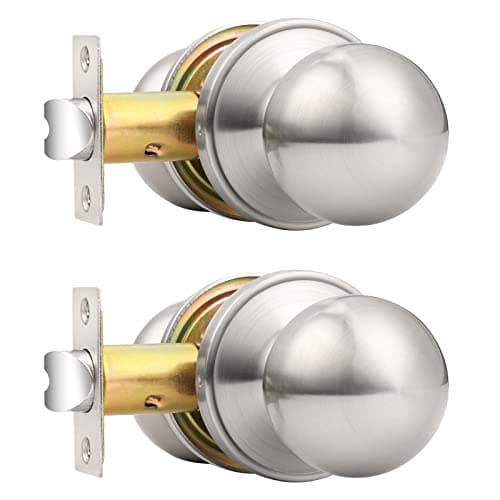 Probrico Interior Door Knobs for Closet Hallway, Keyless Levers 2 Pack, Round Ball Knobs Passage Function Handle Double Side