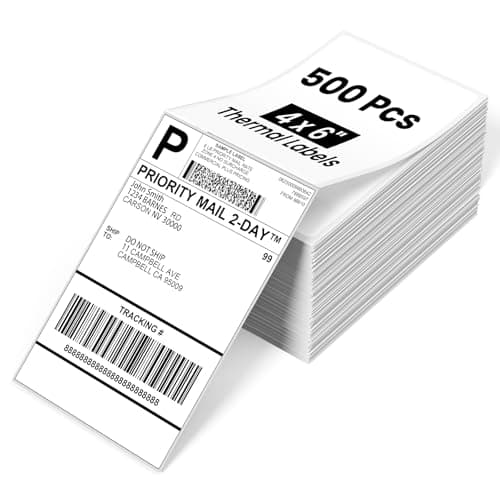 Phomemo 4x6 Shipping Labels, 500 PCS Fan-Fold Thermal Labels, Compatible with MUNBYN,JADENS,Nelko,Phomemo 241bt,243BT, D450BT,D520BT,2411BT Label Printer,Water/Oilproof Label Stickers for Address Mail