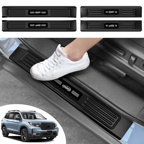 PeakPurit 4PCS Car Door Edge Guards Door Sill Protector for Honda Passport 2019-2025 2026 Accessories ABS Plastic Material Matte Black Car Door Threshold Protection