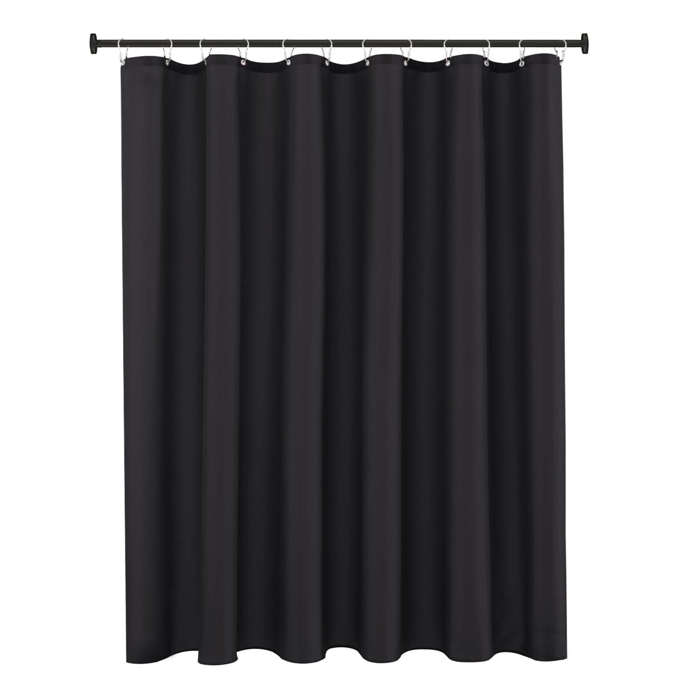 Biscaynebay Long Shower Curtain Fabric Liners 72 Width by 78 Length Black Water Resistant Bathroom Curtains Rust Resistant Grommets Top Weighted Bottom Machine Washable