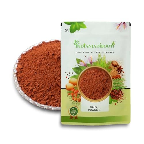 IndianJadiBooti Geru Powder - Red Ochre Powder, 250 Grams