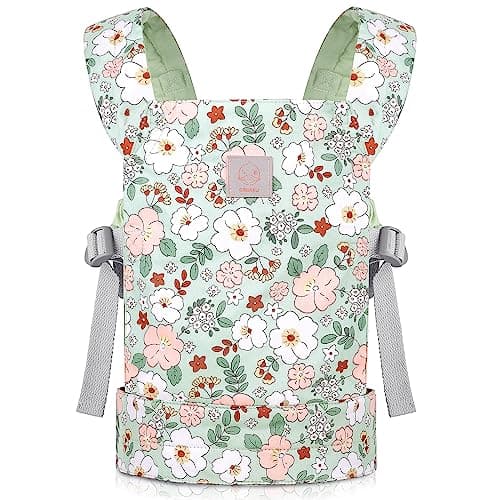 GAGAKU Doll Carrier for Kids Toy Baby Doll Carrier Reborn Dolls Carrier Toy Baby Sling with Adjustable Straps Baby Doll Accessories Green Camellia