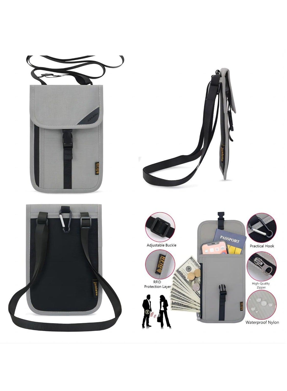 Anti-RFID Travel Waist Bag, Anti-Theft, Waterproof, Durable
