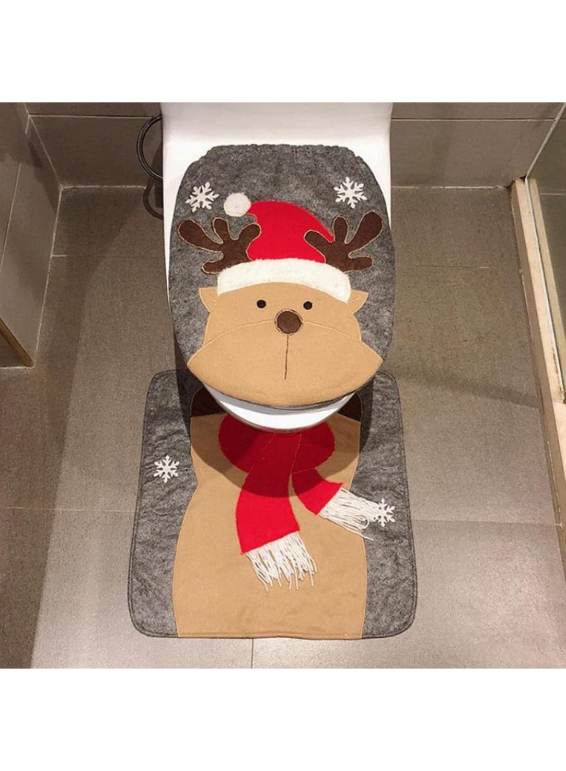 2pcs/set New Cute Christmas Toilet Seat Covers Creative Santa Claus Bathroom Mat Xmas Supplies for Home New Year Navidad Gift Decor