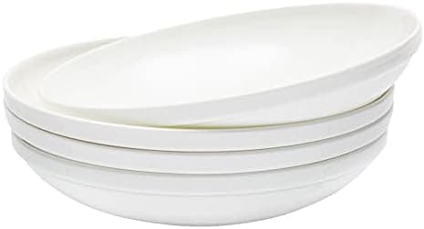 Vikko Pasta Bowls 85 Inch Salad Bowls White Soup Bowls Fine Bone China Pasta Bowls Set of 4 Microwave and Dishwasher Safe