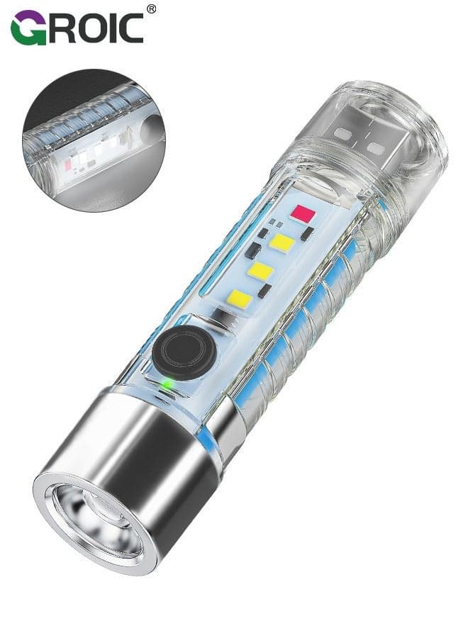 Keychain Flashlight USB C Rechargeable, 5000K, High CRI, 420 Lumens EDC Mini Size with Multifunctional Sidelight, Best for Gift/Emergencies/Camping