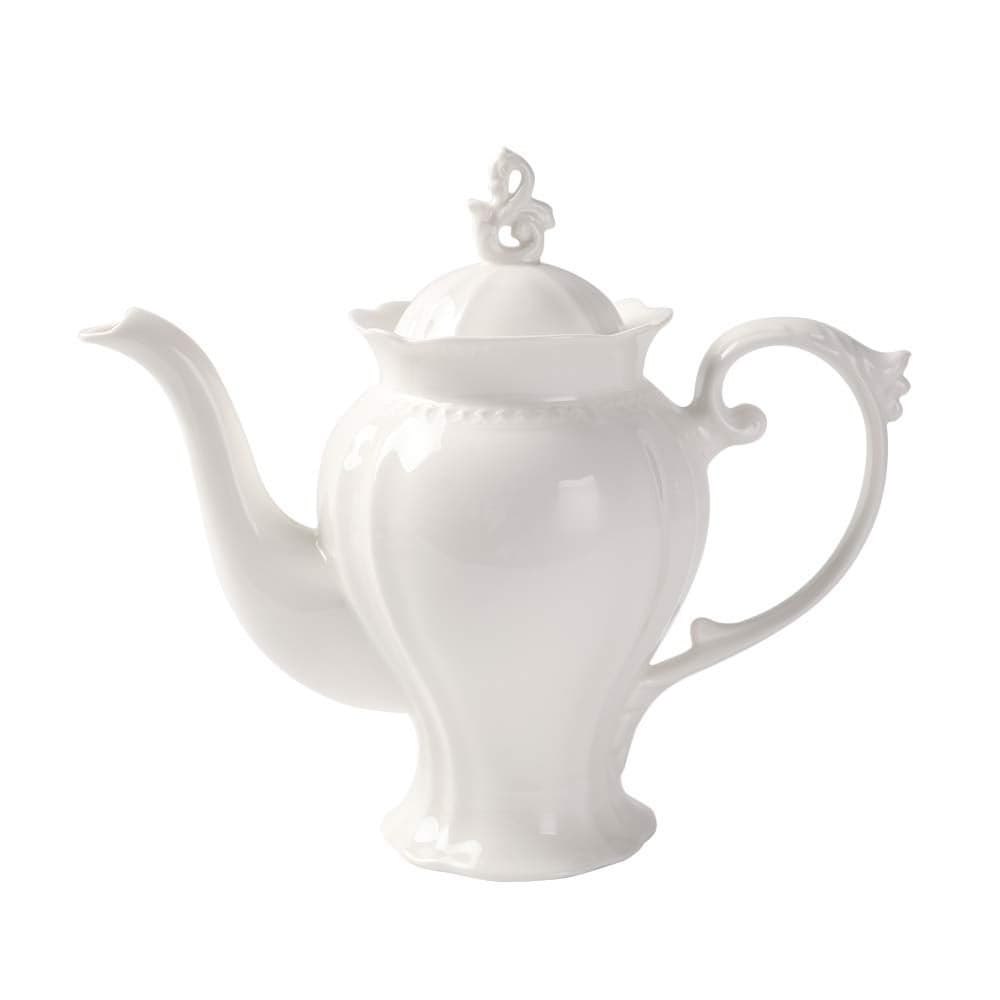 Fine Porcelain Ultra White English Teapot Coffee Pot Victoria Style Light Weight 37 Oz
