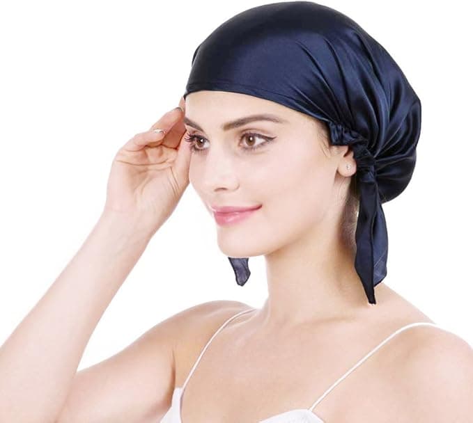 OROPY Mulberry Silk Night Sleep Bonnet Cap Avoid Hair Falling Keep Hair Styles Women Hat 19 Momme Soft Breathable with Elastic RibbonDeep Pink Free Size