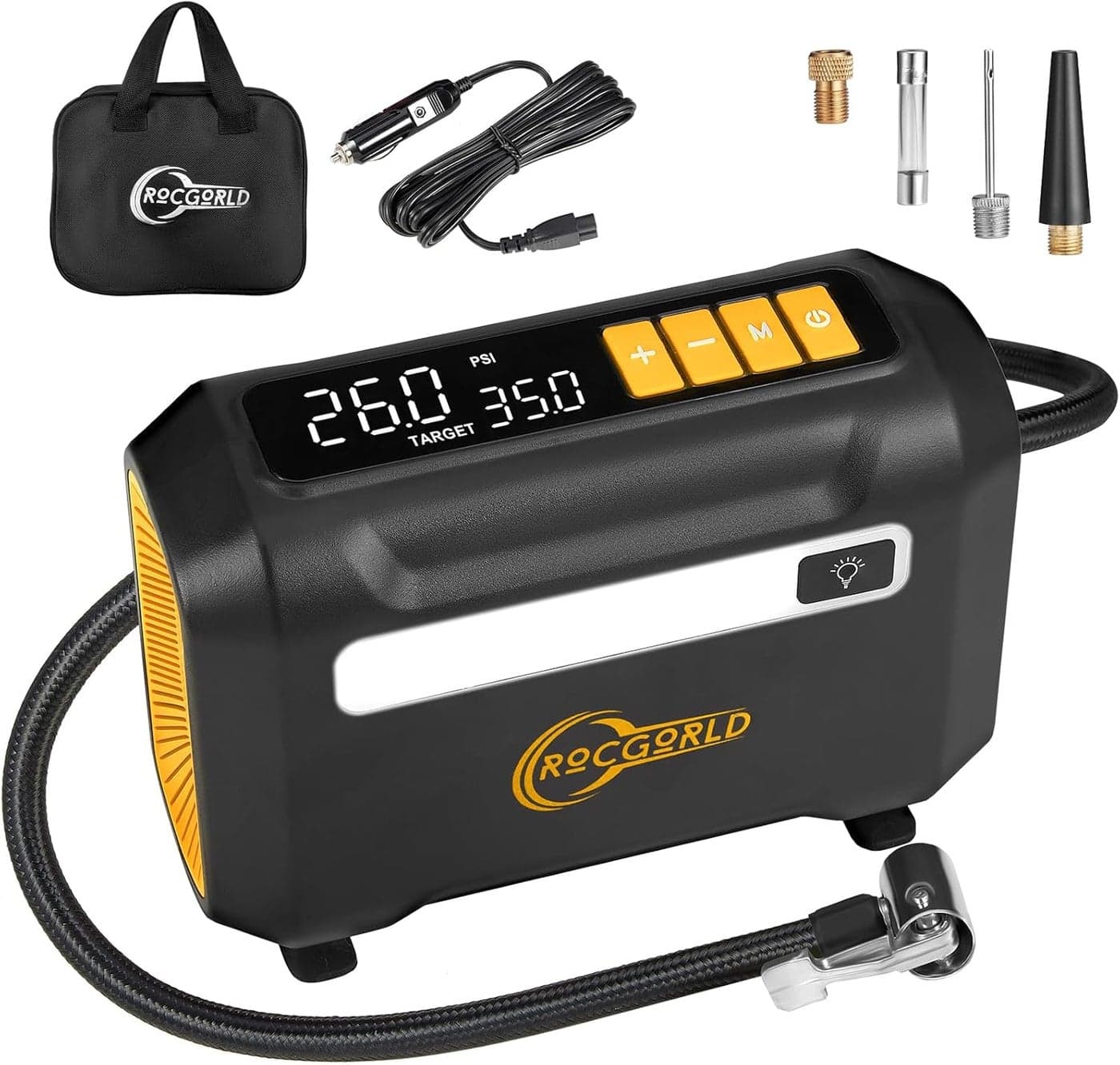 ROCGORLD R8 Portable Tire Inflator Air Compressor with Dual Digital Screen
