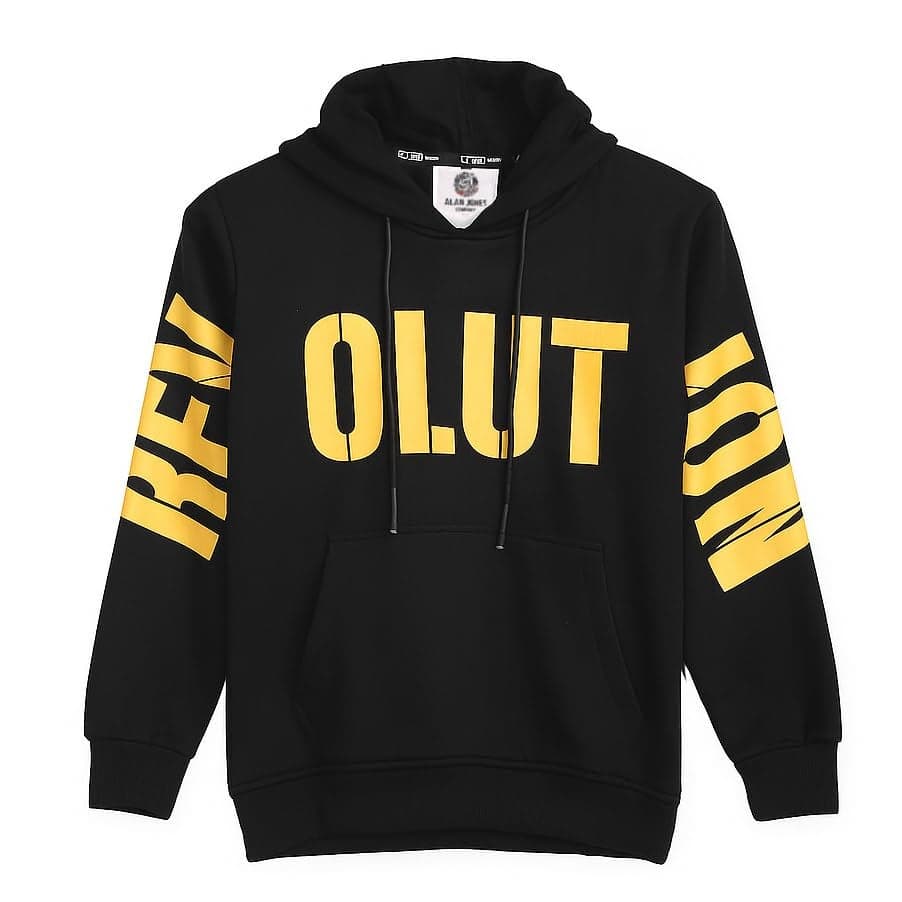 Alan Jones Clothing Boys Hoodies with Text Print | Casual Pullover Sweatshirt with Kangaroo Pocket | Age 4-15 Years (Black_8-9 Years)