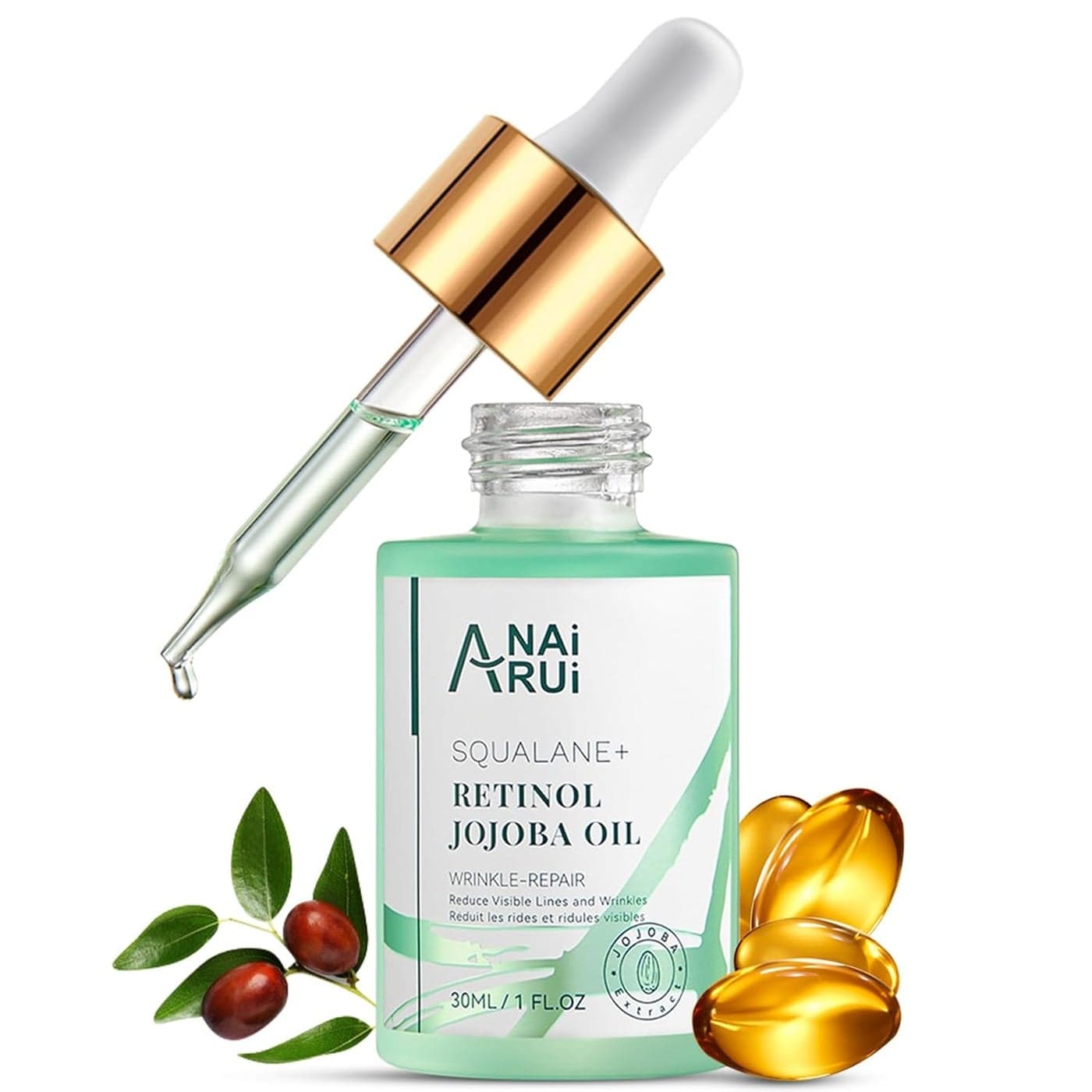 Squalane Retinol Jojoba Oil Moisturizer for Face Hydrate Nourish Moisturize Fine Lines and Wrinkles WrinkleRepair Facial Oil for Smoother Supple Skin 1 fl Oz