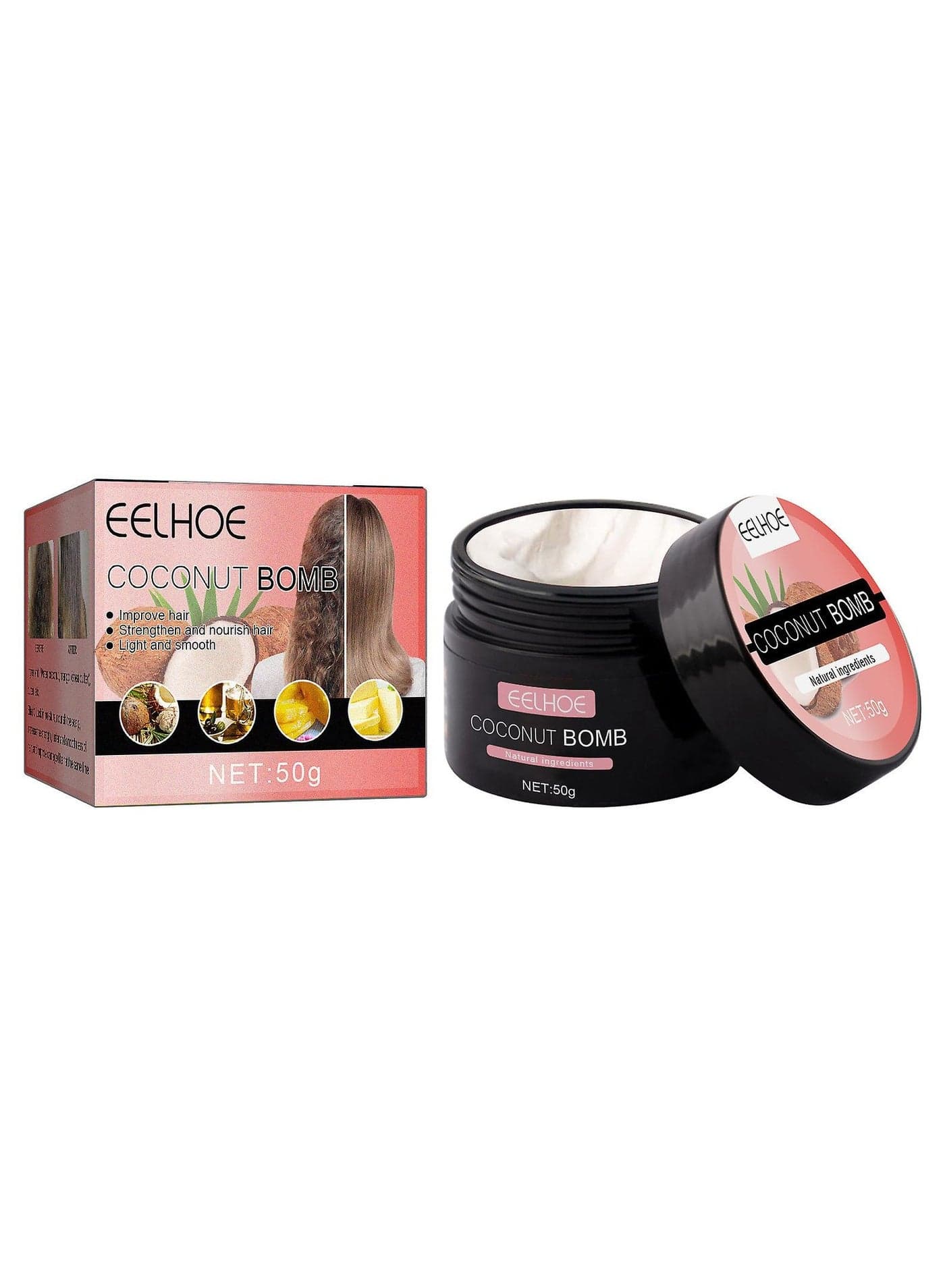 Coconut Nourishing Hair Mask, Coconut Hair Mask, Silky Deep Conditioner, Coconut Oil Mask for Damaged Dry Hair Repair