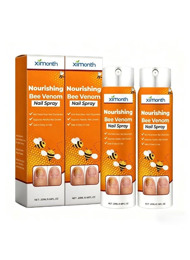 2-Pack XIMONTH Bee Venom Nail Nourishing Spray: Gently Repairs Nails, Strengthens Nails, Softens Cuticles, and Improves Roughness (20ml*2)