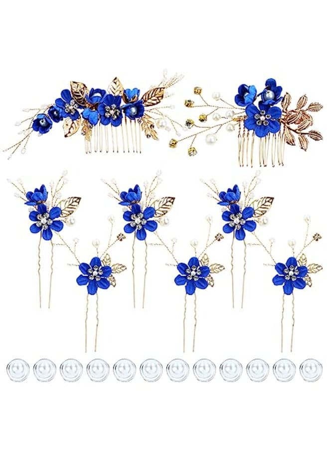 inSowni 20 Pack Classic White Dusty Pink Blue Flower Bridal Wedding Hair Side CombsUshaped Flower Hair PinsTwist Spiral Pearl Hair Pins Pieces Headpieces Accessories for Brides Bridesmaids Women