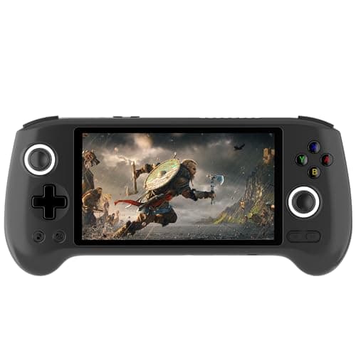 RG556 Retro Handheld Game Console 5.48-inch Touch AMOLED Screen Unisoc T820 Android 13 OS pre-Install Games 8GB LPDDR4X Built-in 128G+256G SD Card WiFi Video Games Player(Black)