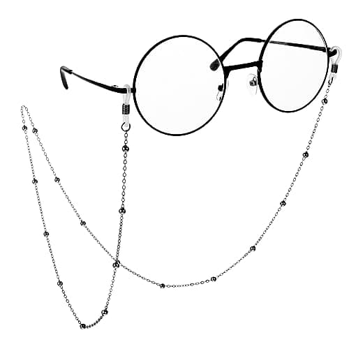 WLLHYF Glasses Chain for Women Strap Holder Around Neck, Women's Sun Reading Eyeglass Chain Hanger Lanyard Necklace (Black)