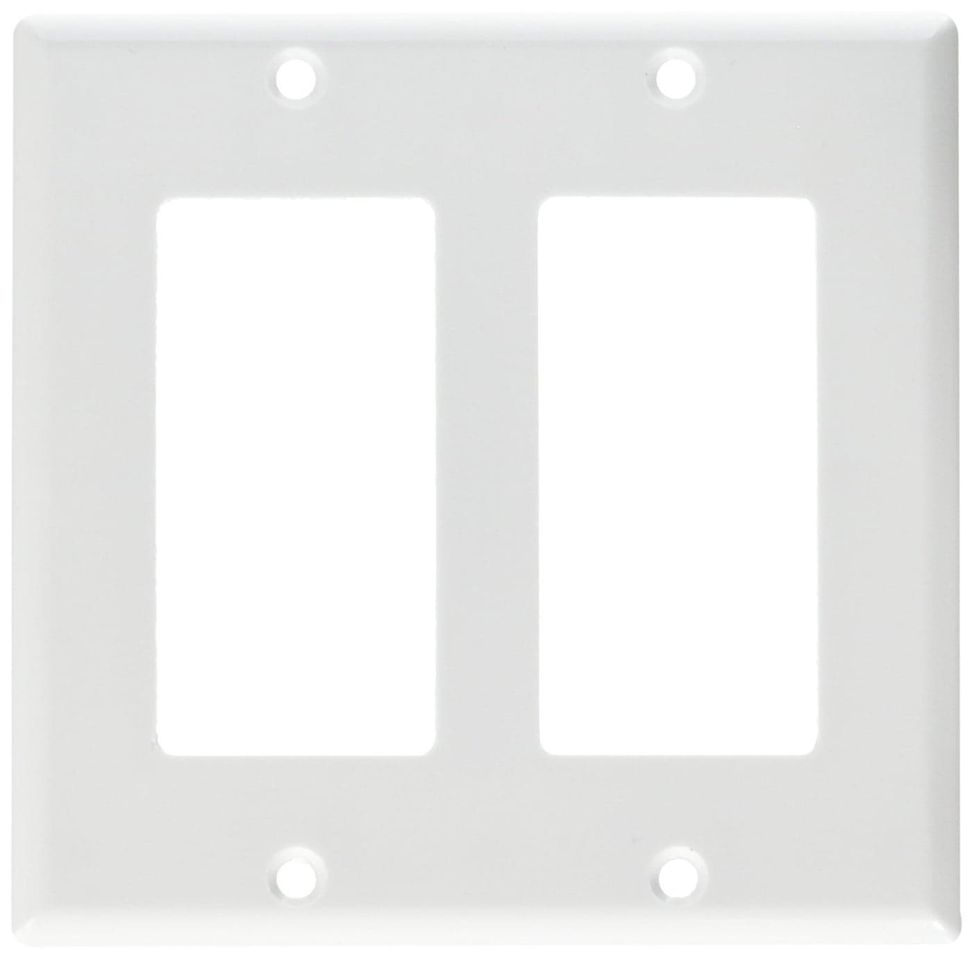 Leviton 80409-W 2-Gang Decora/GFCI Device Decora Wallplate, Standard Size, Thermoset, Device Mount, White, 25-Pack