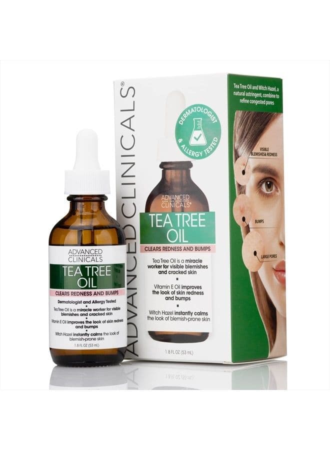 Tea Tree Oil Facial Skin Care Serum Spot Treatment Targets Redness, Bumps, Acne, & Dry Itchy Skin - Pure Tea Tree Skincare W/Vitamin E, Witch Hazel, & Sunflower Extract, 1.8 Fl Oz