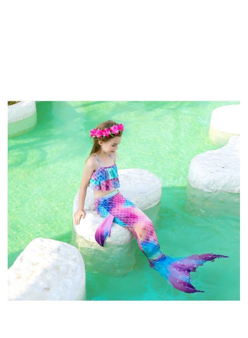 3-Piece Mermaid Bathing Swimsuit Set 120cm
