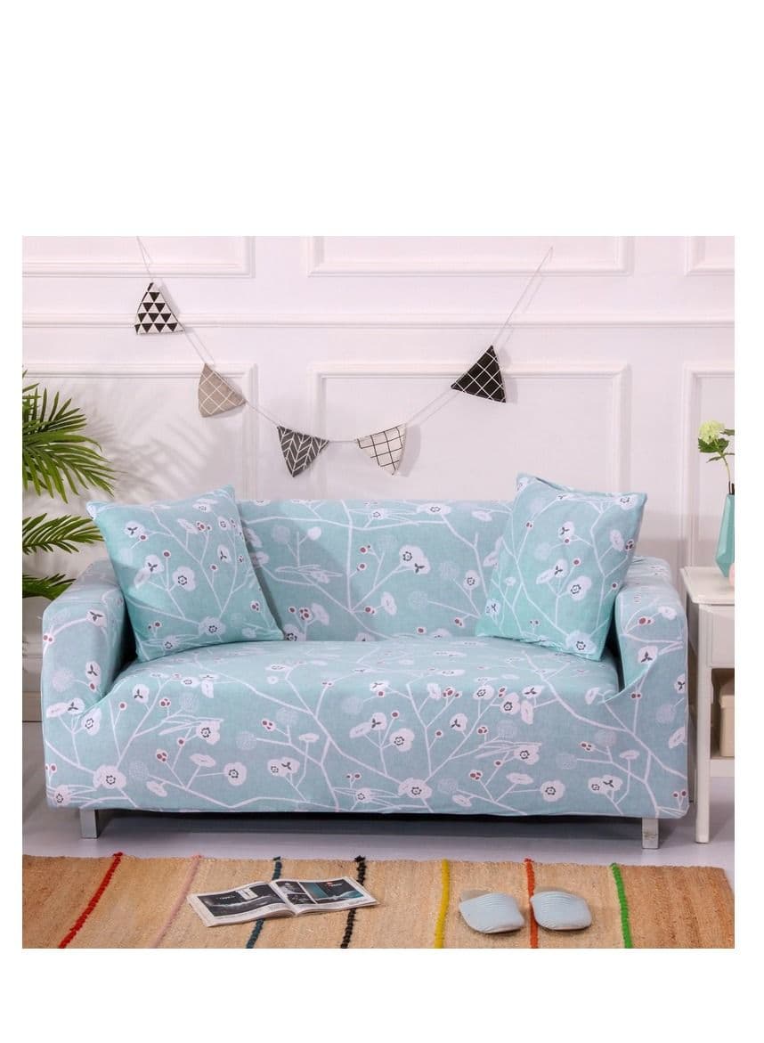 4-Seater Exquisitely Floarl Designed Wrinkle-free Anti-slip 360-degree Full Coverage Sofa Slipcover Length Stretch From 235To 300cm