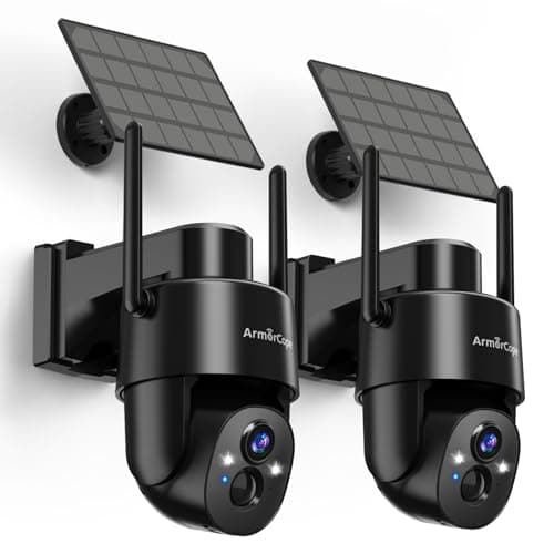 Armorcope 2Pack 2K HD Solar Security Cameras Wireless Outdoor, 360° PTZ View Outdoor Cameras for Home Security,Color Night Vision with Spotlight, 2-Way Audio,Motion Alarm, IP65 Waterproof