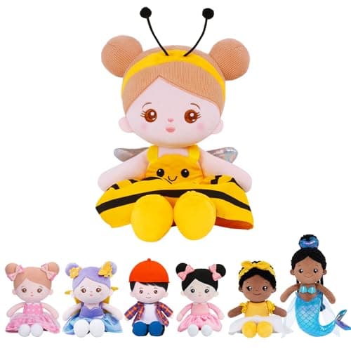 OUOZZZ 12" Soft Baby Doll Toys for 1 + Year Old Girl Gifts, Birthday Gifts for 1 Year Old Girl Christmas Plush Toys Gift for Toddler Kids Yellow Bee Dress