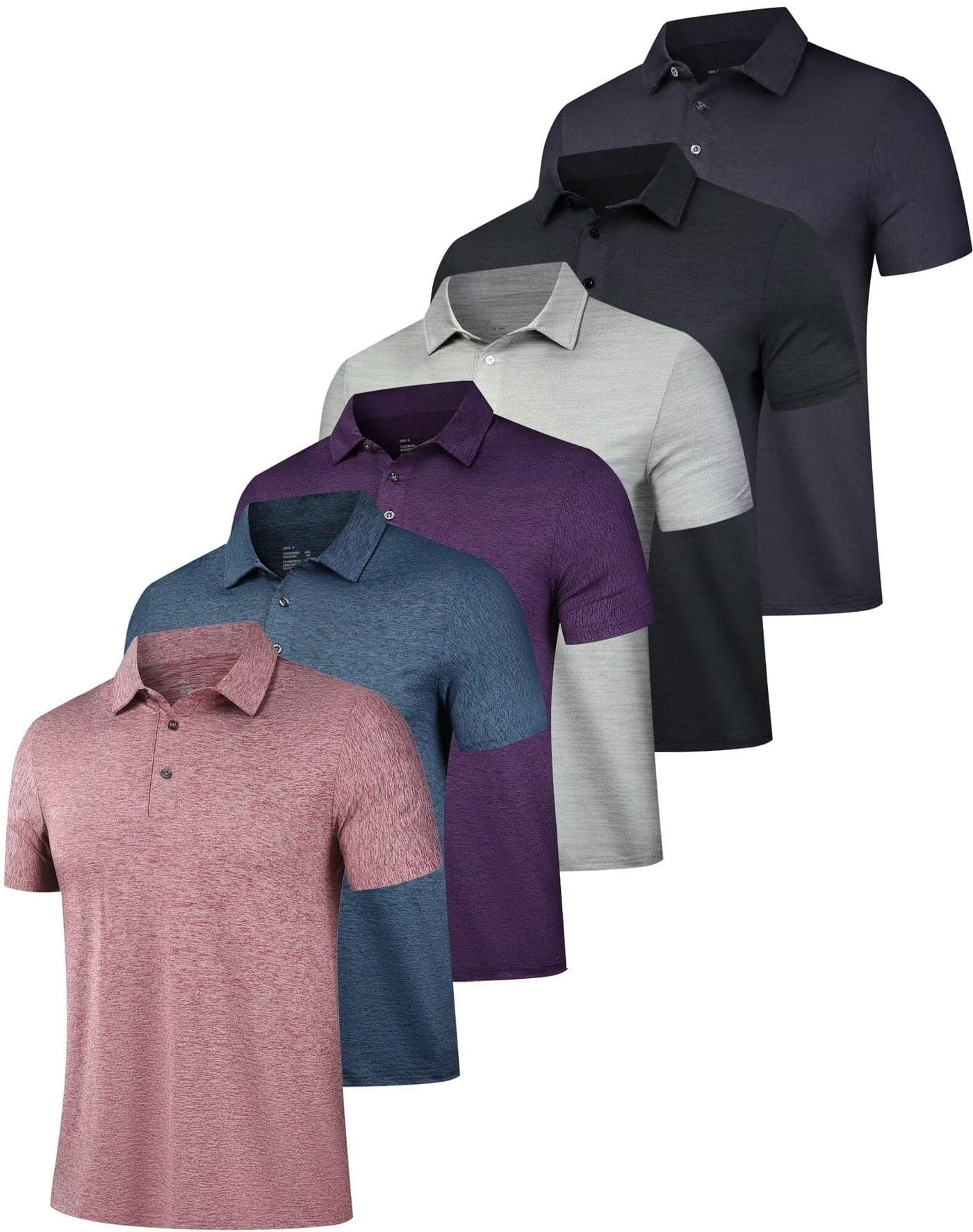 OYGSieg 6 Pack Mens Polo Shirts Performance Short Sleeve Golf Shirt Moisture Wicking Athletic Casual Collared T-Shirt SetA M