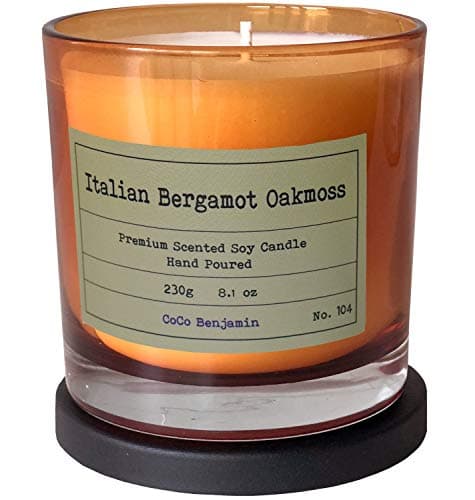100% Soy, Highly Scented, Hand Poured Soy Candle (Italian Bergamot Oakmoss)