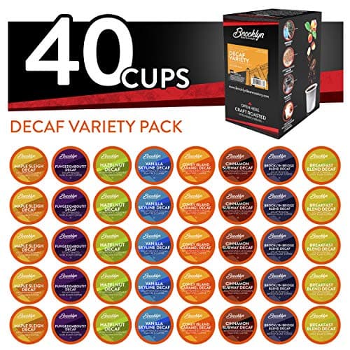 Brooklyn Beans Coffee Pods Assorted Decaf Variety Pack Compatible with Keurig K Cup Brewers Including 20 Coffee Makers 40 Count Perfect for Decaf Coffee Lovers