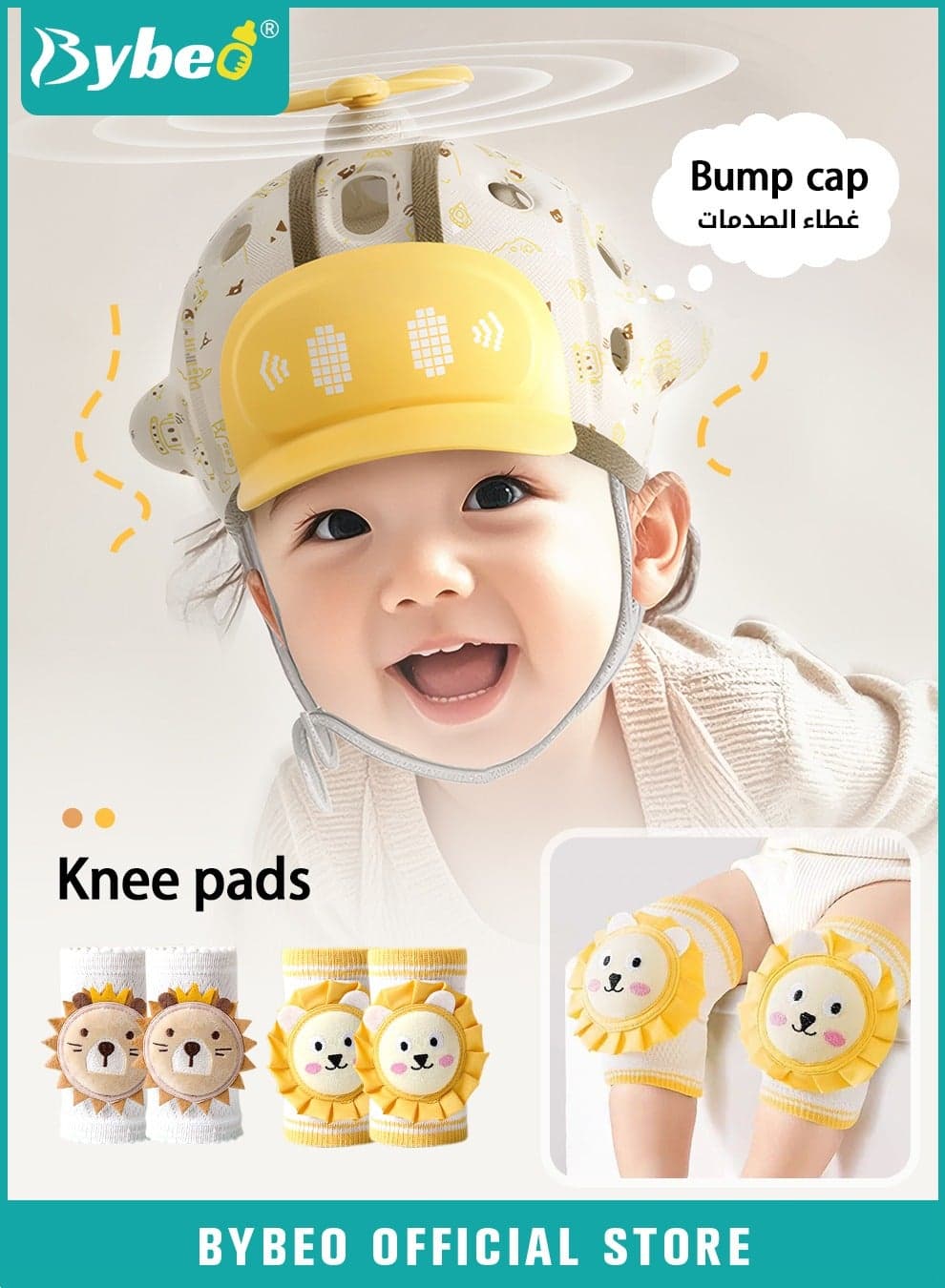 Baby Head Protector, Baby Helmet, Infant Toddler Breathable Safety Protect Hat With 2 Knee Pads for Crawling and Walking, Aircraft Child Safety Helmet, 6 Months-3 Years