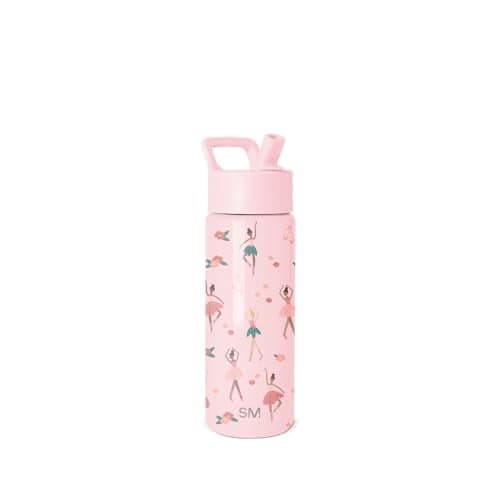 Simple Modern Kids Water Bottle with Straw Lid 18oz Insulated Stainless Steel Kids Tumbler Spill Proof Toddler Cup for School Girls Boys Summit Pink Ballerina