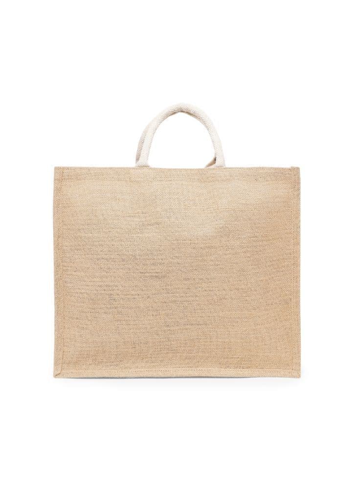 Laminated Jute Tote Bags with Gusset (Natural) Reusable Eco Friendly Shopping Bag (43.18 x 15.24 x 36.83 Cm) Set of 1 Pc