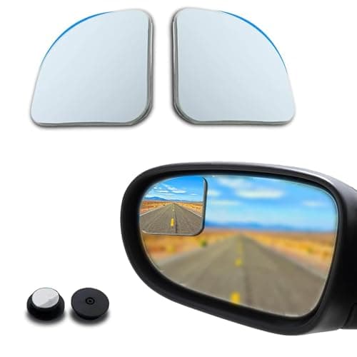 Flygun 2 PCS Car Blind Spot Mirror 19In x 19In HD Convex Frameless Glass PC Vehicle Rearview Mirrors Accessories with Adhesive Universal Fanshaped Automotive Reflective Assist Mirror Silver