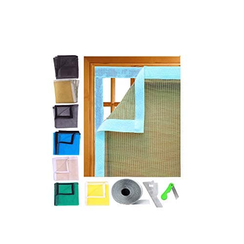 SAI PRASEEDA Fibreglass Mosquito Net for Windows 47 x 59 Inch_120 x 150 Cm_4 x 5 Feet Ivory Color with Adhesive Hook and Loop Stitched to Net SP1