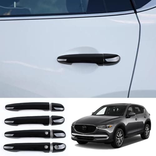 JIEOSDIN Car Accessories Exterior Side Door Handle Cover Trim with Smart Key Holes Compatible with Mazda CX5 CX5 2025 2024 20232017 with Smart Key HolesPiano Black 8pcs ABS