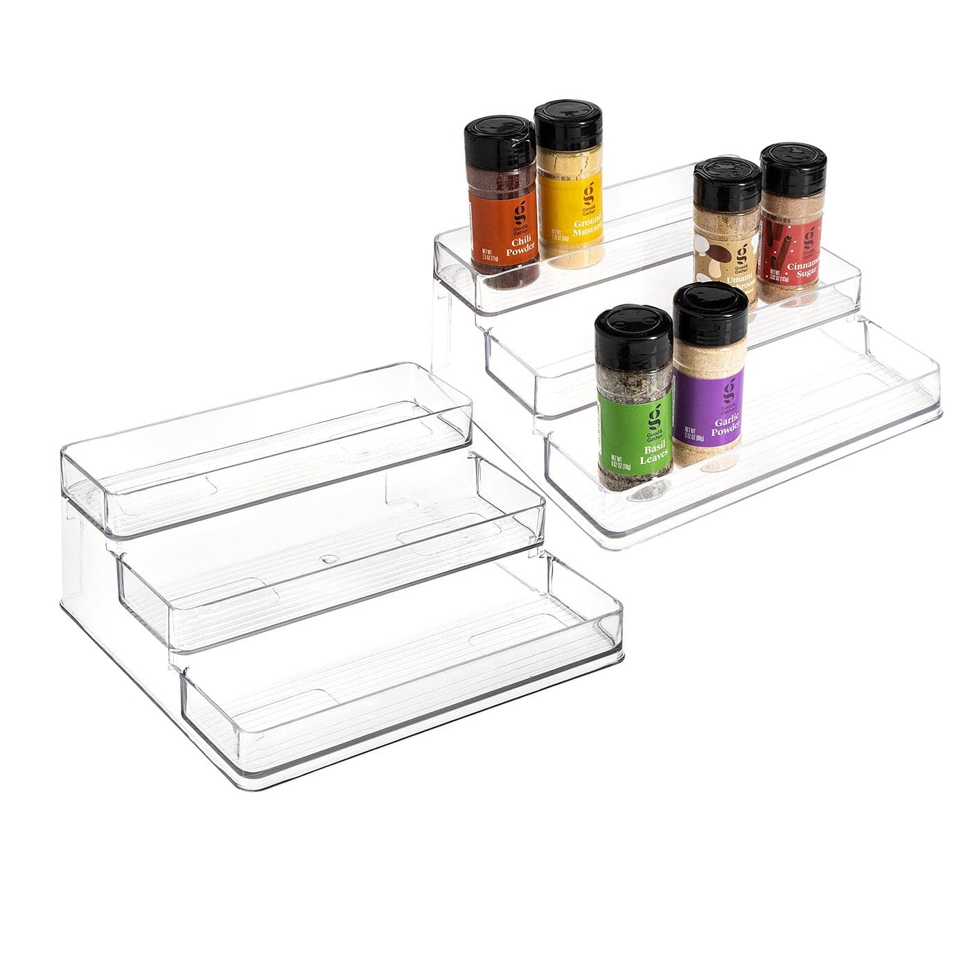 SIMPLEMADE 3Tier Spice Rack Organizer Versatile Storage Shelf for Kitchen Bathroom Bedroom Office Set of 2 Clear