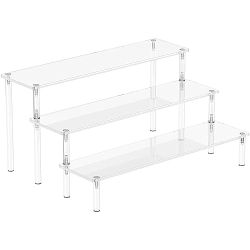 Aredpoook Acrylic Display Risers 3 Tier Perfume Organizer Stand Clear Cupcake Stand Holder Large Shelf Risers for Figures Dessert Shelves for Party Display Shelf for Decoration and Organizer