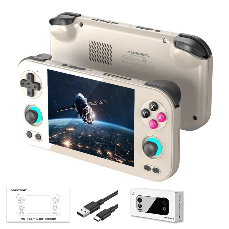Anbernic RG476H Retro Handheld Game Console 47inch LTPS inCell Screen No Card Android 13 System 128G Storage Support AI Functions 3D Hall Effect Joystick WiFi Bluetooth HD and TV Output Grey