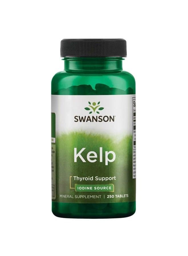 Premium Kelp - Natural Iodine Source Supporting Thyroid Health - Mineral Supplement w/Iodine Source Standardized 0.4% - (250 Tablets, 225mcg Each)