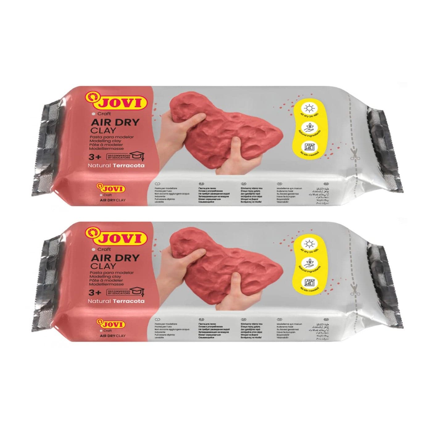 Jovi European AirDry Modelling Clay Natural Terracotta Brown NonToxic Clay Pack of 2 500g Each Ideal for Sculpting Pottery Art Craft Handicraft Educational Purpose Fine Motor Skills