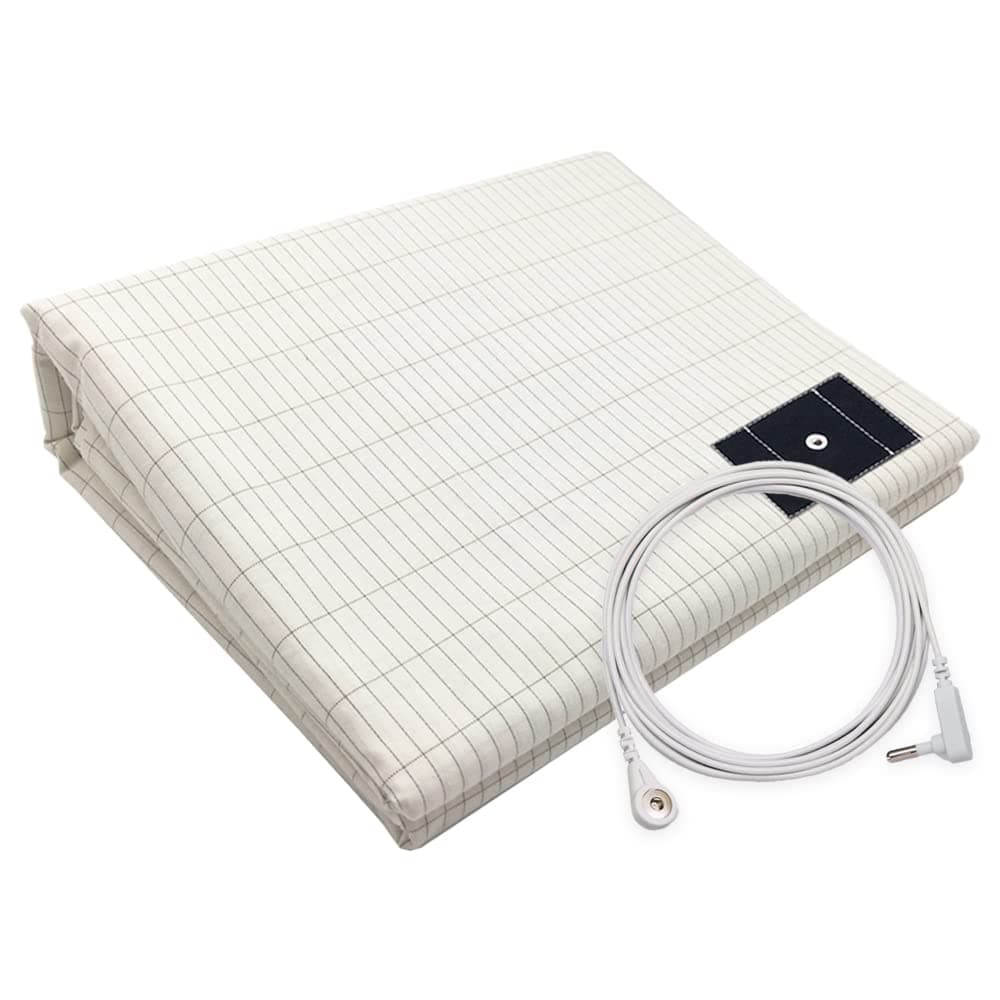 Grounding Sheet for Bed Organic Cotton Silver Fiber Grounding Well Bed Sheets for Crib Grounding Mats with 15ft Grounding Cord Bed Clips Improve Sleep 27x52in Beige