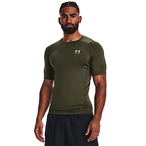Under Armour Men's Armour HeatGear Compression Short-Sleeve T-Shirt, (390) Marine OD Green / / White, Small Tall