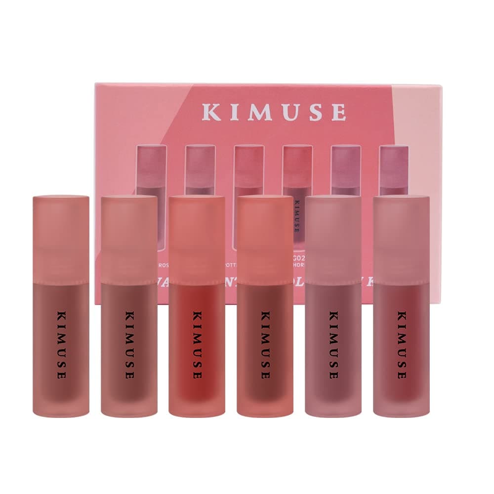 KIMUSE Water Gel Lip Tint 6 Colors Set Highly Pigmented Long Lasting Moisturizing Glossy Lip Stains Hydrate Lightweight Lip Gloss Makeup