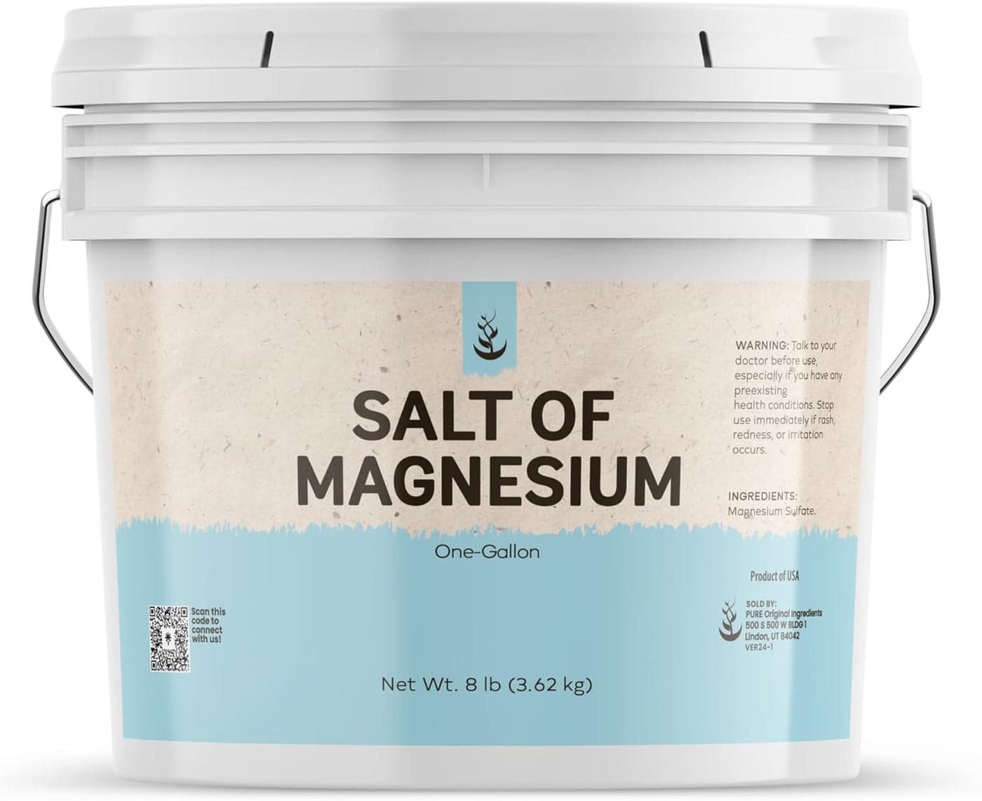 Pure Original Ingredients Salt of Magnesium 1 Gallon Pure Epsom Salt Unscented Natural Skin Scrub