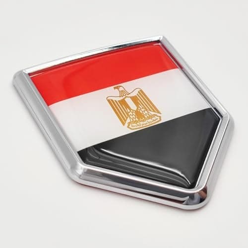 Overdecor Egypt Flag Decal Stickers Car Emblem Egyptian Car Accessories Decorations Chrome Shield Flag Sticker Decals for Cars Truck Vehicles, 2 Pack