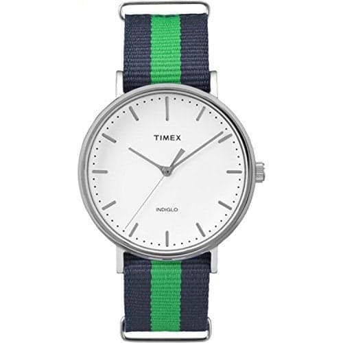 Timex 'Weekender Fairfield' Quartz Brass and Nylon Casual Watch, Color:Blue (Model: TW2P908009J)