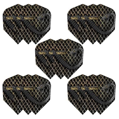 Harrows Taipan Dart Flights | 5 x Sets Darts Flights (15 Flights Total) I 100 Micron Dart Flights I Premium Extra Strong Made in UK I Professional Darts Accessories I Gold Dart Flights