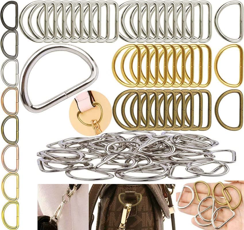 DIY Crafts 20 Pcs Silver Metal D Ring SemiCircular D Ring for Hardware Bags Ring For DIY Accessories Jewellry Bags Wallets and Luggage 20 Pcs Silver