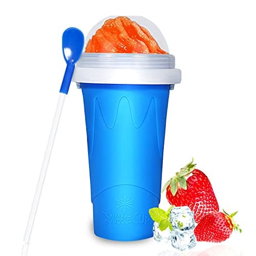 Color Land Slushy Cup, TIK TOK Slushie Maker Cup Frozen Magic Squeeze Cup, Ice Cream Maker Cup, Cool Stuff Trending Tiktok Items Homemade DIY Cool Gadgets with Lid & Straw (350ML, BLUE)